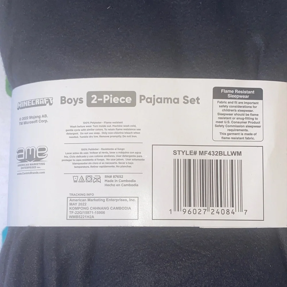Minecraft Boys Creeper Pajama Set - Green and Blue